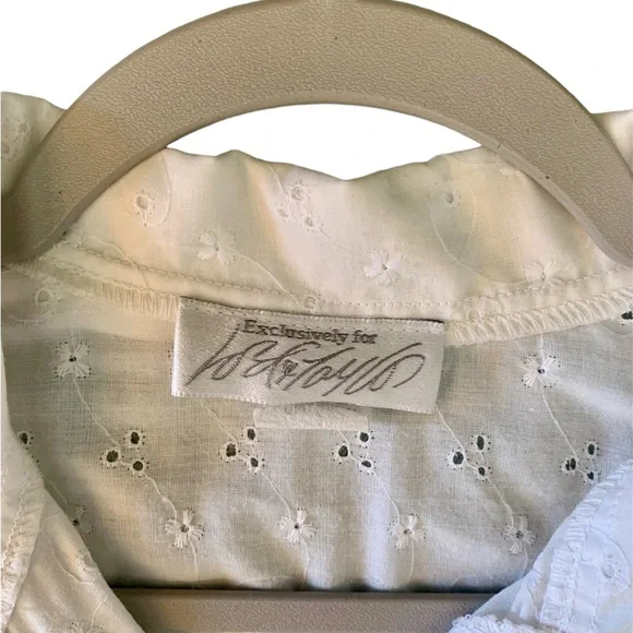 Vintage white eyelet beach coverup / blouse / minidress size Medium - Picture 4 of 14